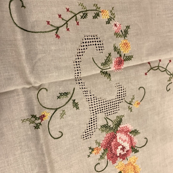 🌸 Vintage Hand-Embroidered Linen Tablecloth from Poland - Picture 5 of 6